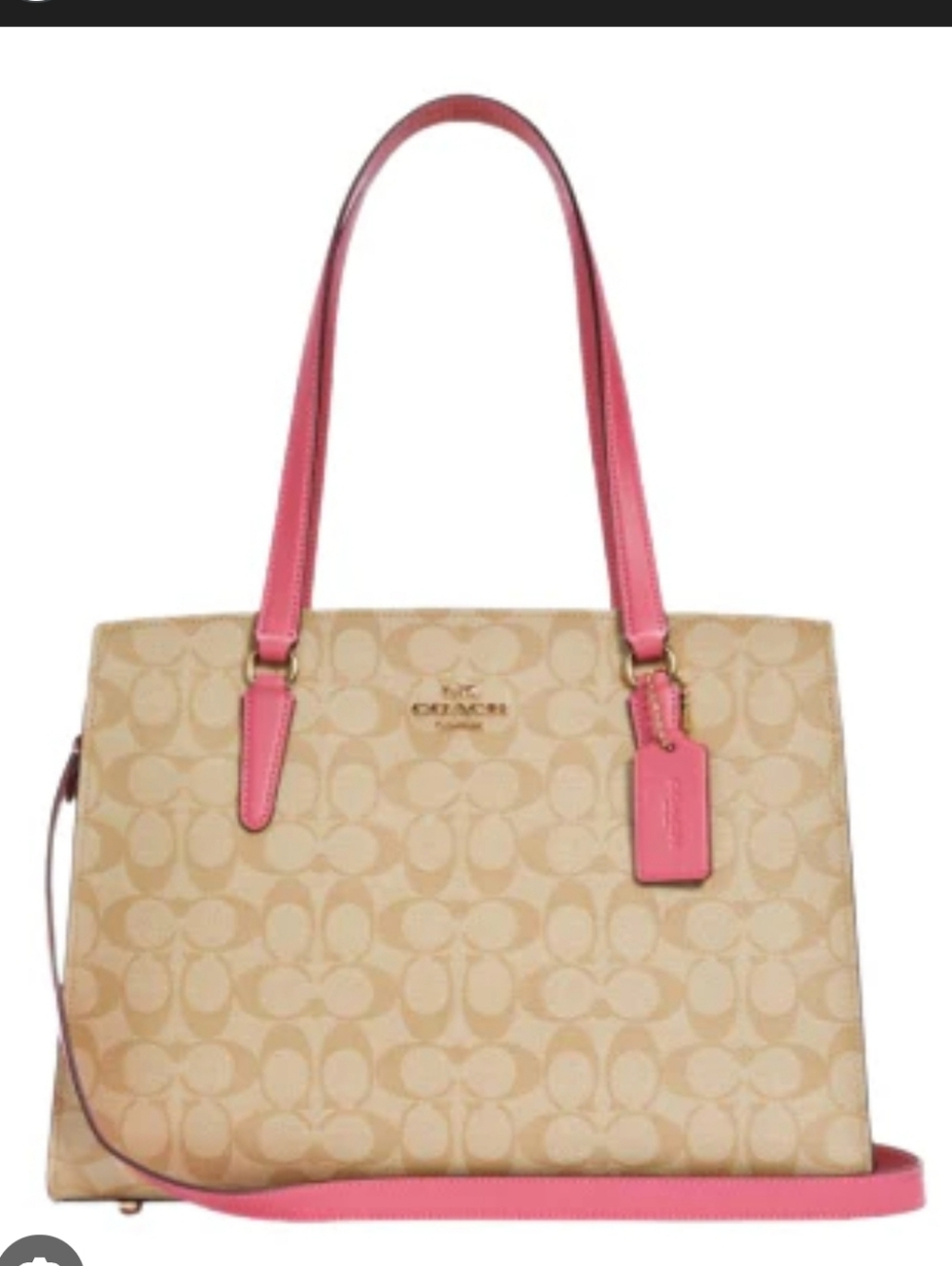 Coach Tatum Carryall, Khaki & Pink, EUC, 2021, $428 MSRP